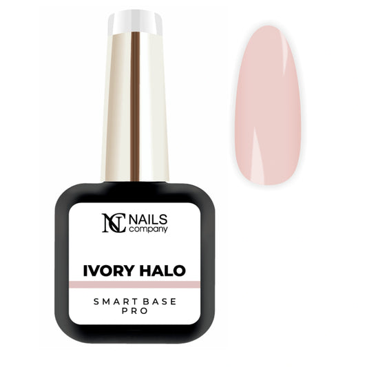Smart Base Pro Ivory Halo Nails Company 11 ml crème rosée claire présentée avec tip naturel.