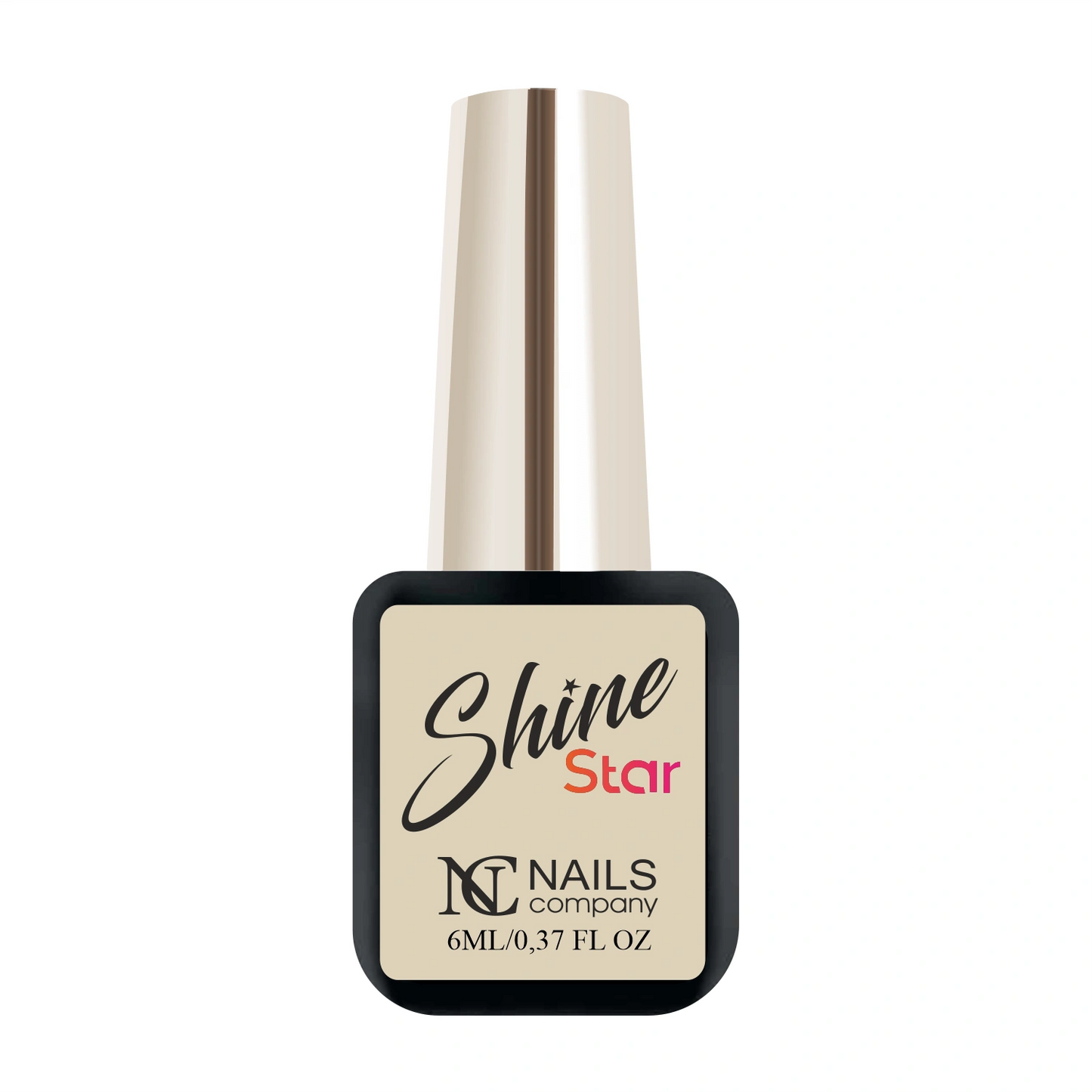 Flacon 6 ml du Top Coat Shine Star de Nails Company, top sans résidu collant pour une brillance miroir durable.