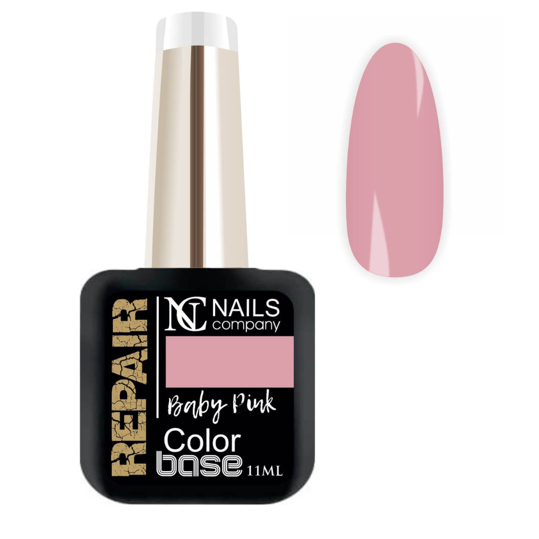 Base Repair Baby Pink de Nails Company en flacon 11 ml avec tips, base rose uniforme conçue pour renforcer l’ongle