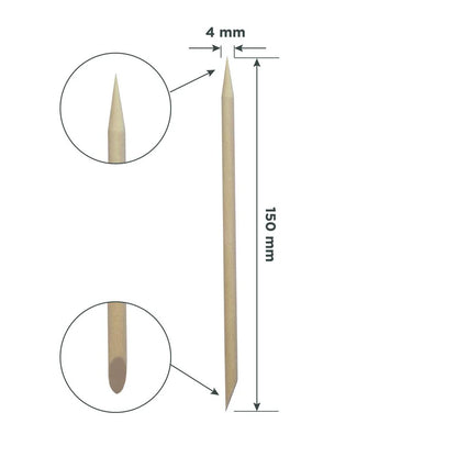 Bâtonnet de buis Staleks Expert 150 mm avec dimensions visibles pour préparation et cuticules.