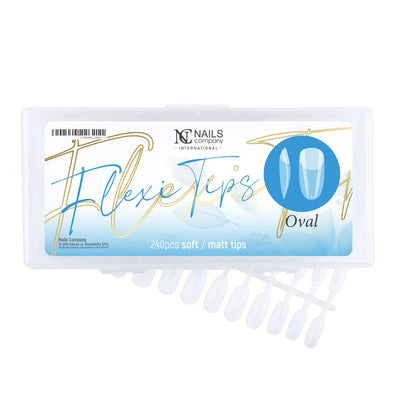 Boîte des Flexi Tips Oval de Nails Company avec les capsules visibles