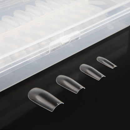 Quelques capsules Flexi Tips Square de Nails Company présentées en différentes tailles