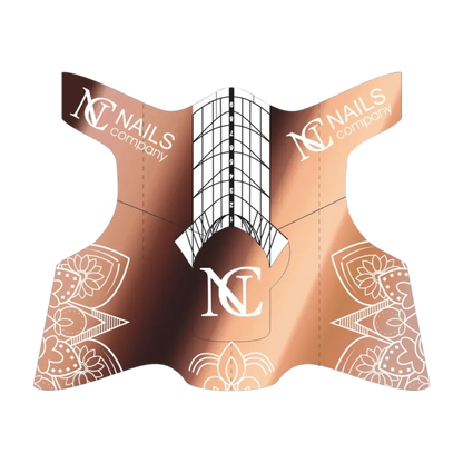 Chablon Rose Gold Nails Company seul avec repères imprimés pour extension des ongles.