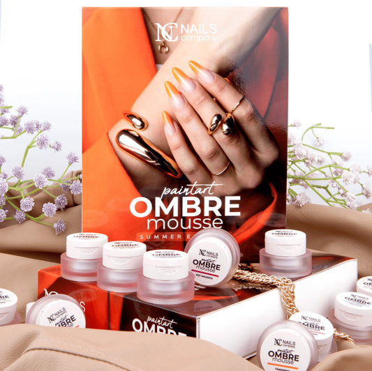 Coffret Paintart Ombre Mousse Summer Edition Nails Company avec tous les pots de gels paint aux teintes estivales.