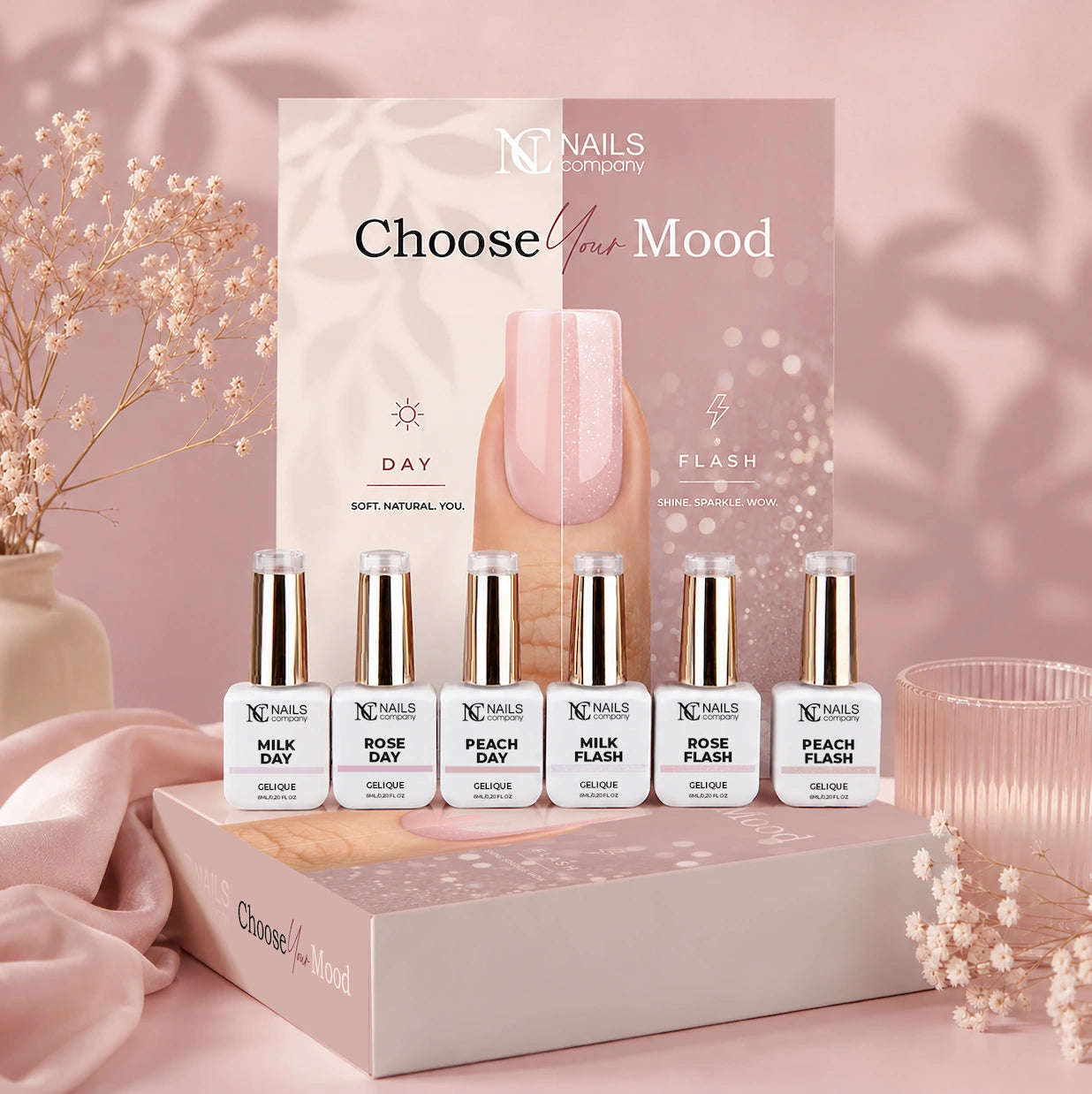 Coffret Choose Your Mood avec ses six flacons de vernis semi-permanents réunis dans une même photo