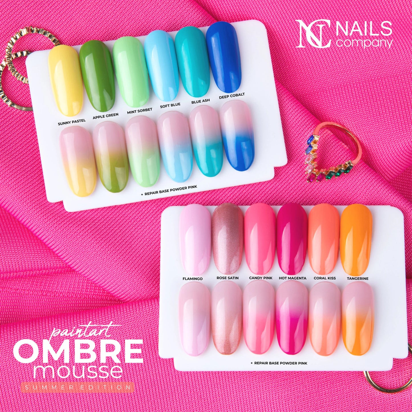 Collection Paintart Ombre Mousse Summer Edition sur tips avec différentes teintes pastel.