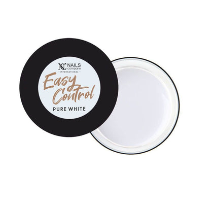 Gel Pure White Nails Company blanc laiteux semi translucide de la collection Easy Control, pot ouvert avec matière.