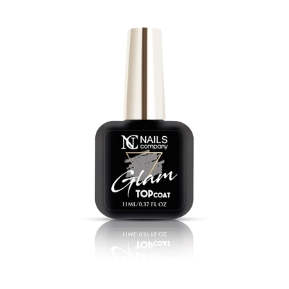 Glam Top Coat Silver de Nails Company en flacon 11 ml, top coat argenté sans couche de dispersion pour finitions onglerie