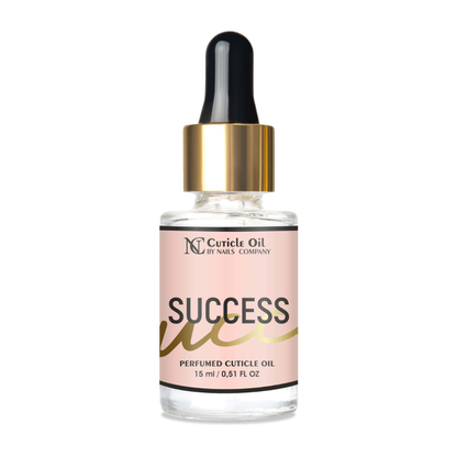 Flacon 15 ml de l’huile à cuticules Success de Nails Company avec embout compte-gouttes, soin nourrissant inspiré du parfum Olympea