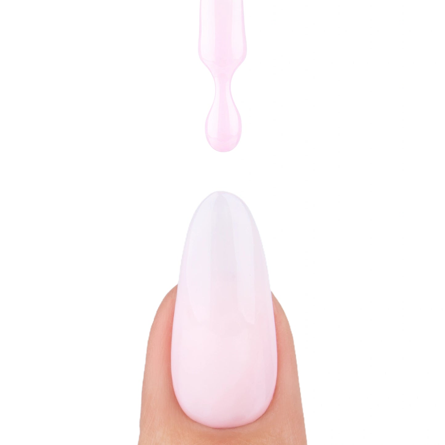 Ongle avec une goutte de Milky Day de la collection Choose Your Mood montrant sa teinte blanc laiteux