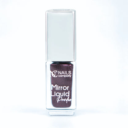 Mirror Liquid Powder 006 Nails Company avec reflets bordeaux et prune métallisés présenté en flacon.