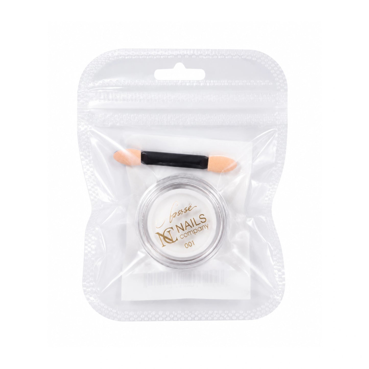 Sachet contenant le flacon du Pigment Glassé 001 de Nails Company et son applicateur