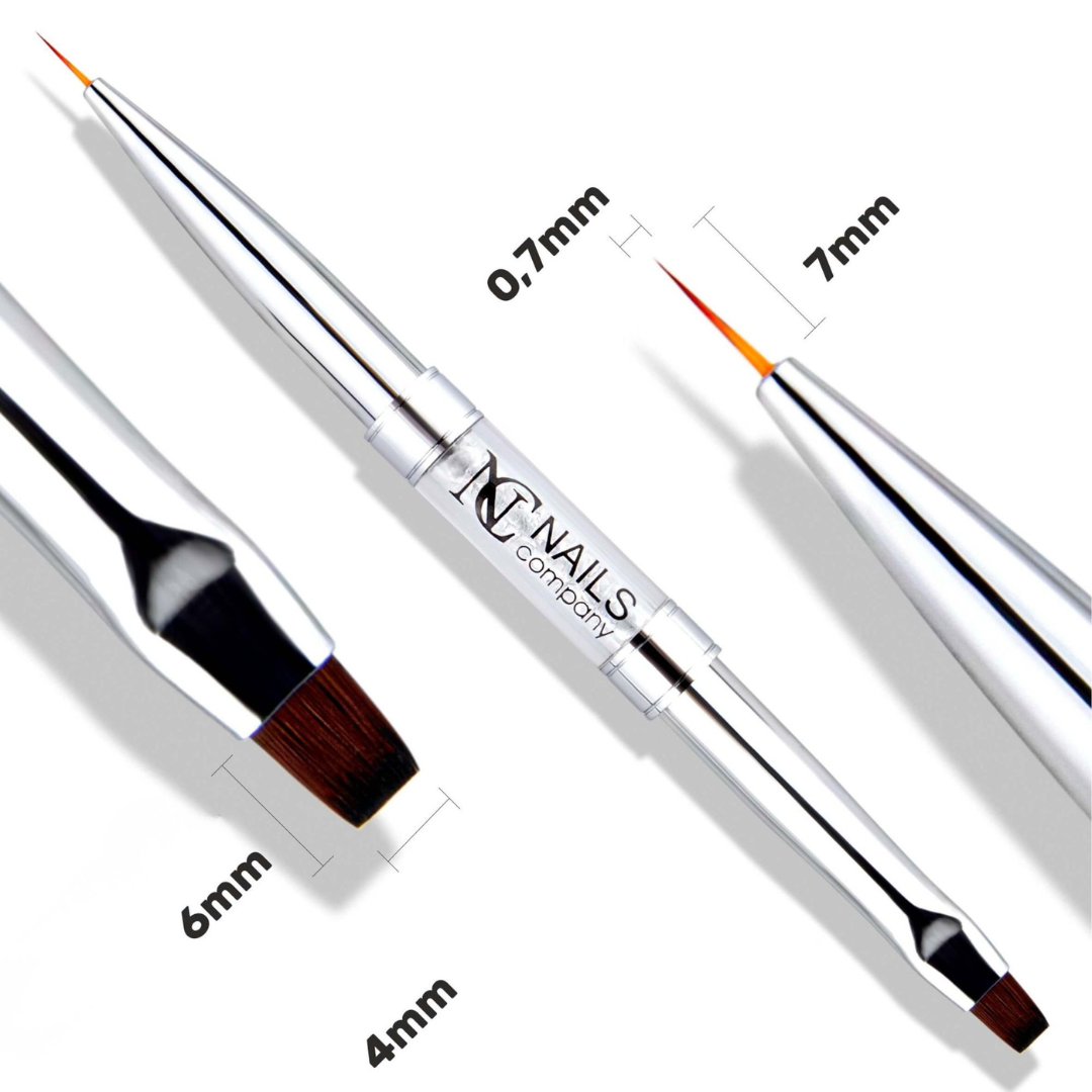 Pinceau Duo 1 & 4 de Nails Company avec un pinceau fin et un pinceau carré à chaque extrémité