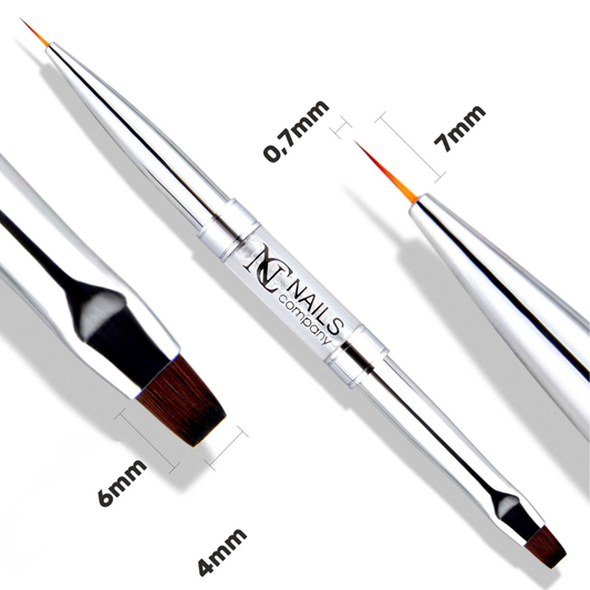 Pinceau Duo 1 & 4 de Nails Company avec un pinceau fin et un pinceau carré à chaque extrémité