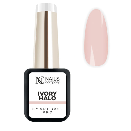 Smart Base Pro Ivory Halo Nails Company 6 ml crème rosée claire présentée avec tip nude naturel.