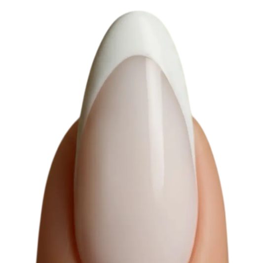 Doigt avec SnapNails Almond Milky White & White de Nails By Tracy, capsule all in one avec french blanche intégrée