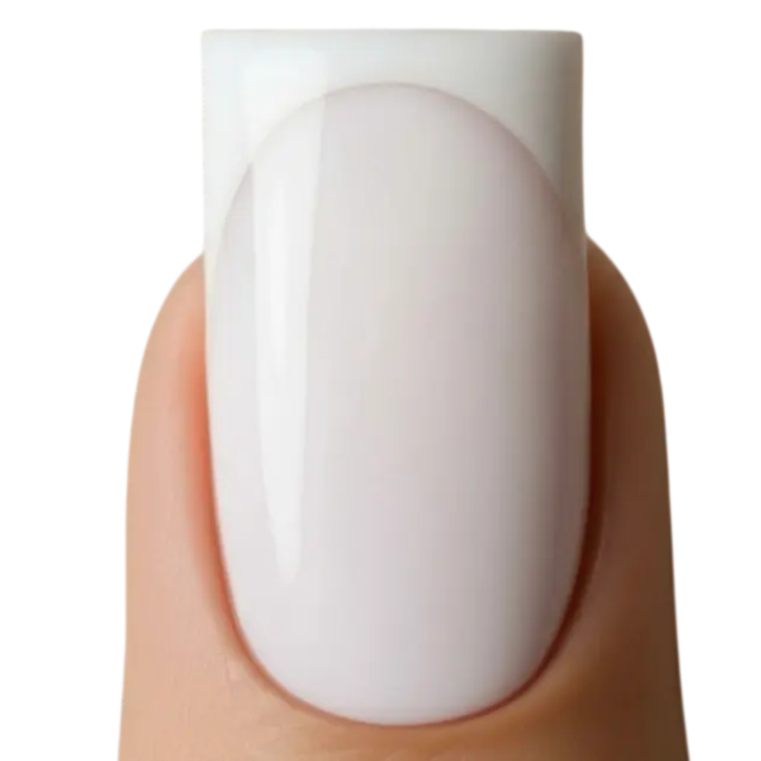 Doigt avec SnapNails Square Milky White & White de Nails By Tracy, capsules all in one avec base milky white et french blanche