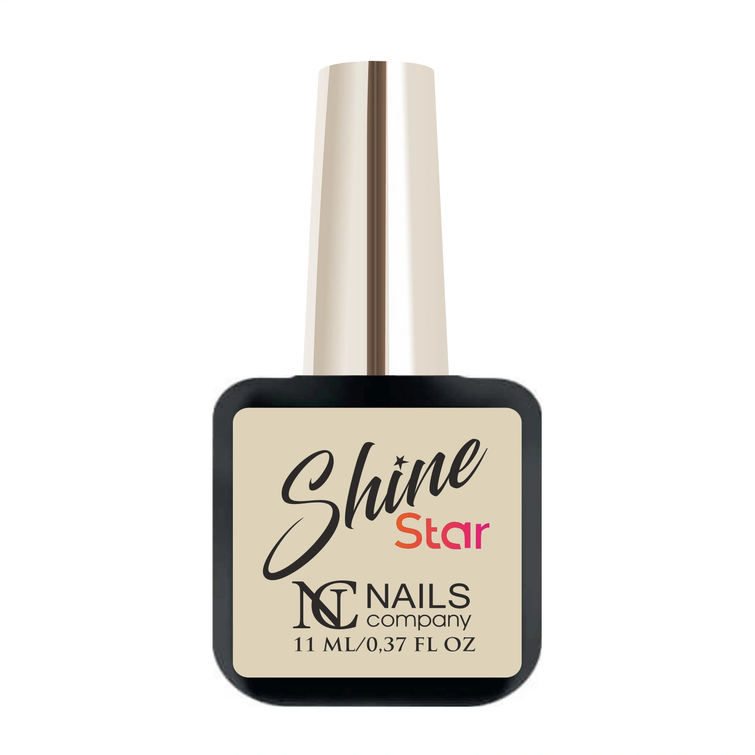 Flacon 11 ml du Top Coat Shine Star de Nails Company, finition brillante et résistante aux rayures offrant une protection longue durée contre le jaunissement.