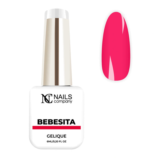 Vernis semi permanent Bebesita Nails Company rose framboise présenté avec tip de la collection Vamos LatinoAmor.