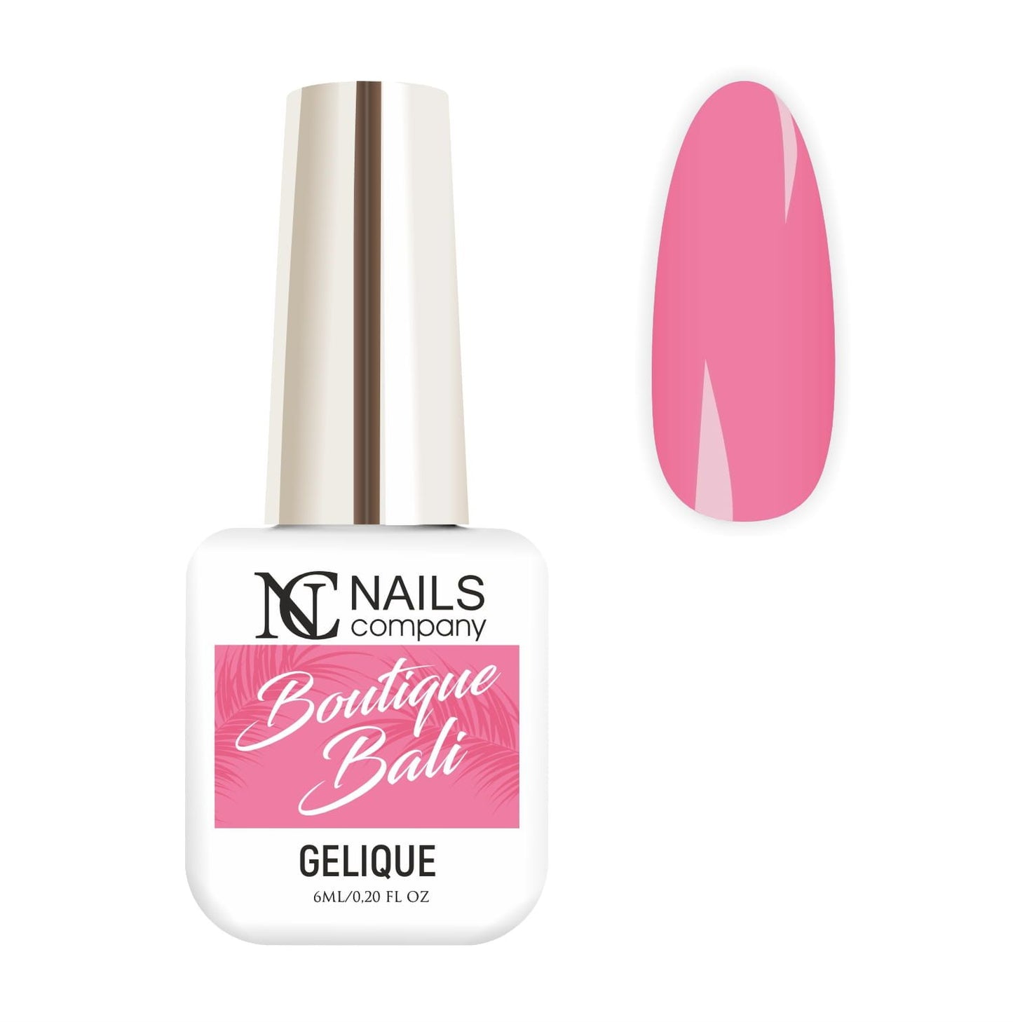 Flacon de vernis semi-permanent Boutique Bali de Nails Company accompagné de tips de présentation
