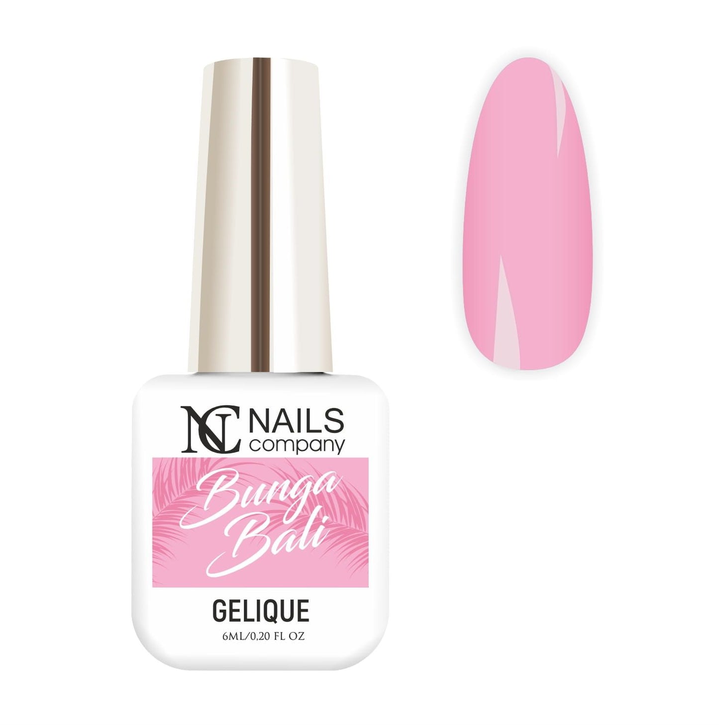 Flacon de vernis semi-permanent Bunga Bali de Nails Company accompagné de tips de présentation