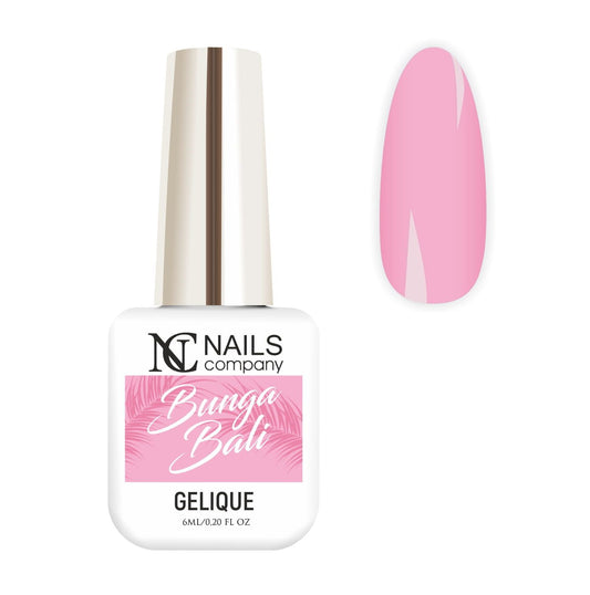Flacon de vernis semi-permanent Bunga Bali de Nails Company accompagné de tips de présentation