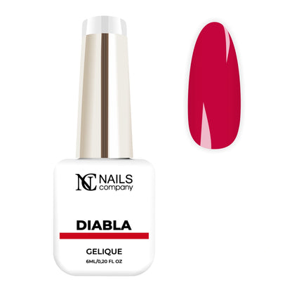 Vernis semi permanent Diabla Nails Company rose fuchsia intense présenté avec tip de la collection Vamos LatinoAmor.