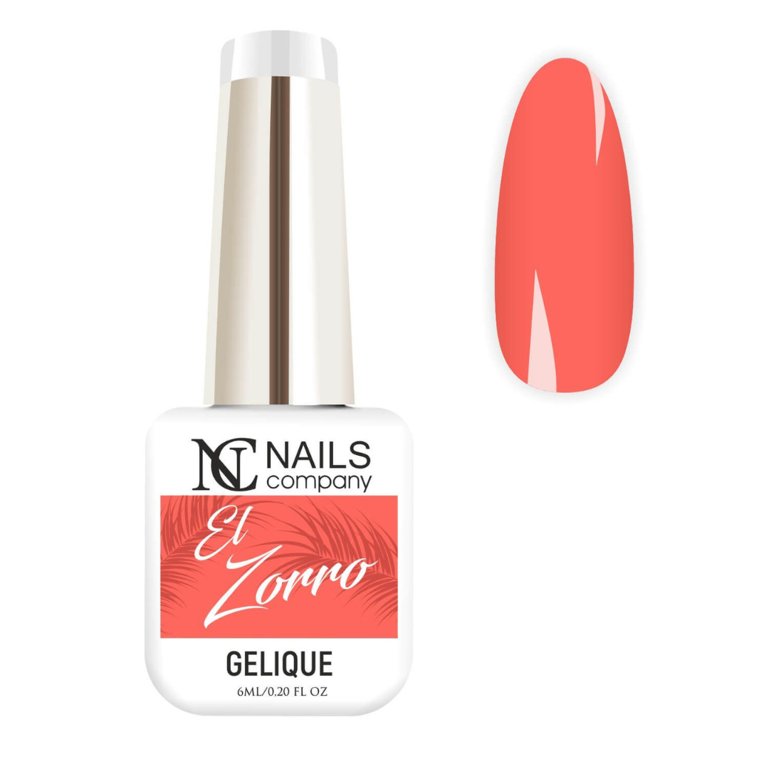 Vernis semi-permanent El Zorro de Nails Company en flacon avec tips, orange lumineux aux sous-tons chauds collection Chica Bonita