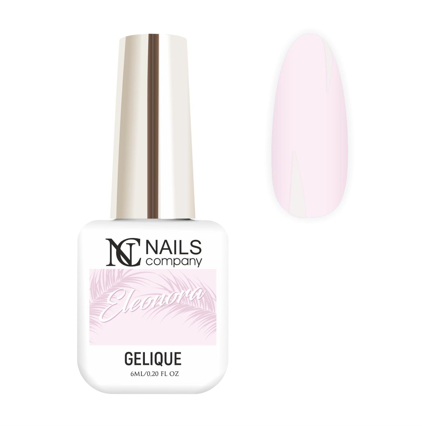 Vernis semi permanent Eleonora Nails Company rose pastel très clair de la collection No Name, flacon présenté avec tip.