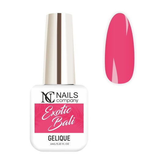 Vernis semi permanent Exotic Bali Nails Company rose néon présenté avec tip de la collection Tropical Madness.