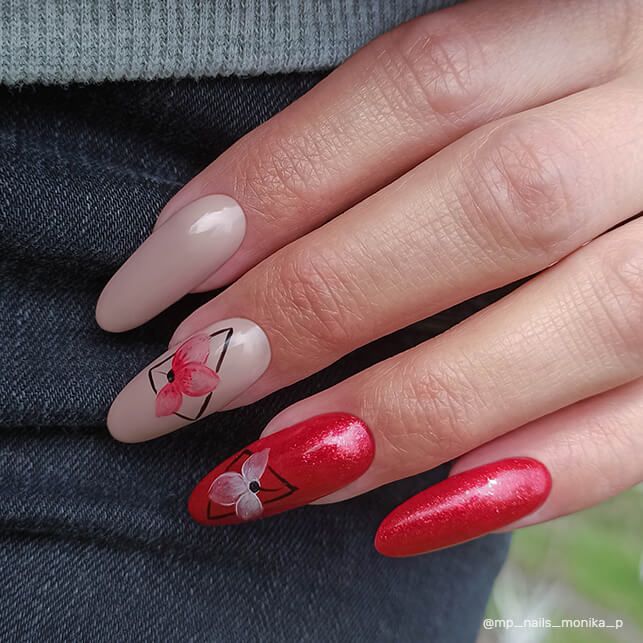 Exemple de nail art avec le vernis semi-permanent Glam Stars 1016 de Nails Company, collection Glam Stars