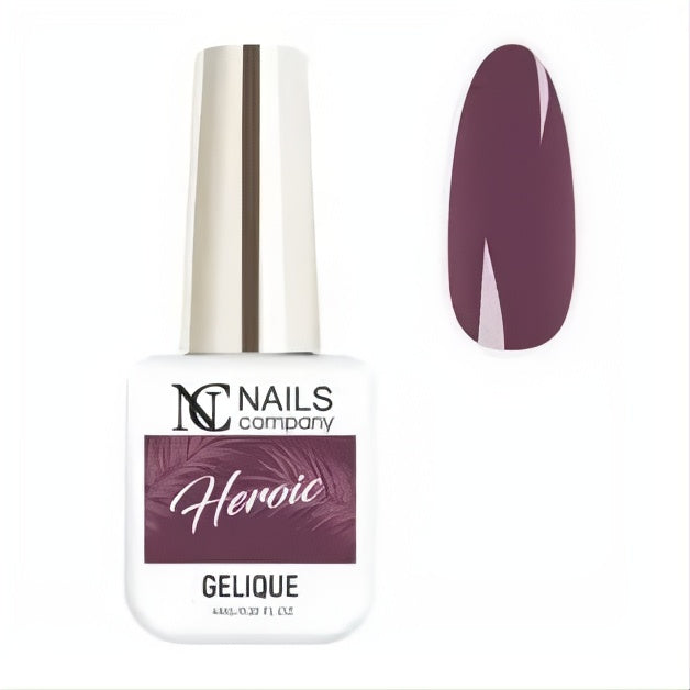 Vernis semi-permanent Heroic de Nails Company en flacon avec tips, violet profond à forte pigmentation collection Feminity