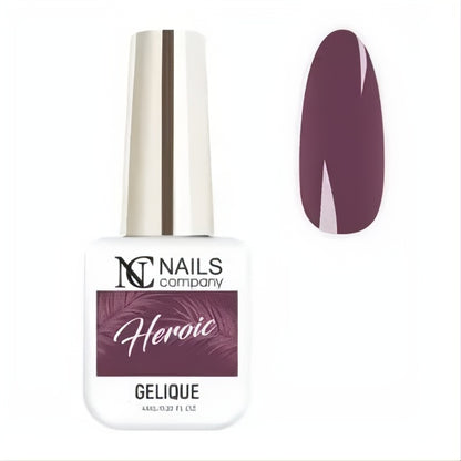 Vernis semi-permanent Heroic de Nails Company en flacon avec tips, violet profond à forte pigmentation collection Feminity