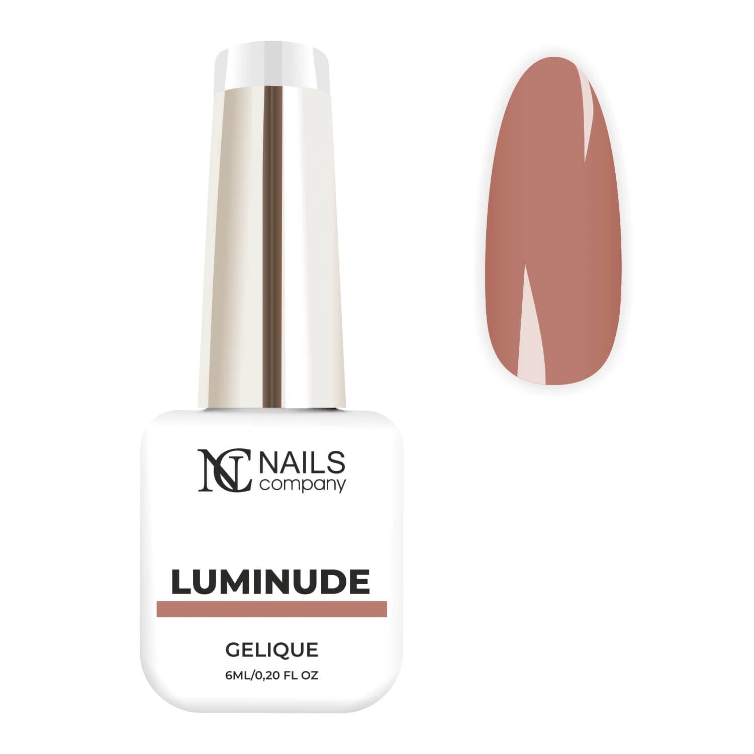 Vernis semi permanent Luminude Nails Company nude beige chaud au rendu naturel de la collection La Petite, flacon avec tips.