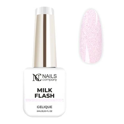 Flacon de vernis semi-permanent Milky Flash de Nails Company, collection Choose Your Mood, accompagné de tips