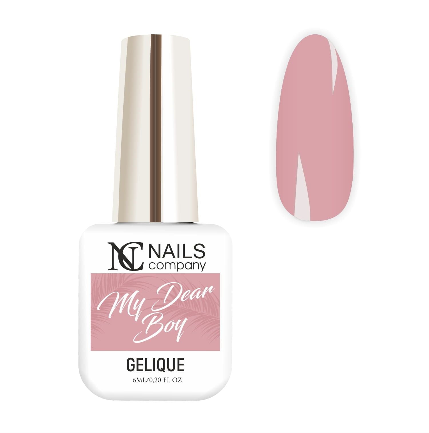 Flacon de vernis semi-permanent My Dear Boy de Nails Company, collection Romance Wedding, accompagné de tips