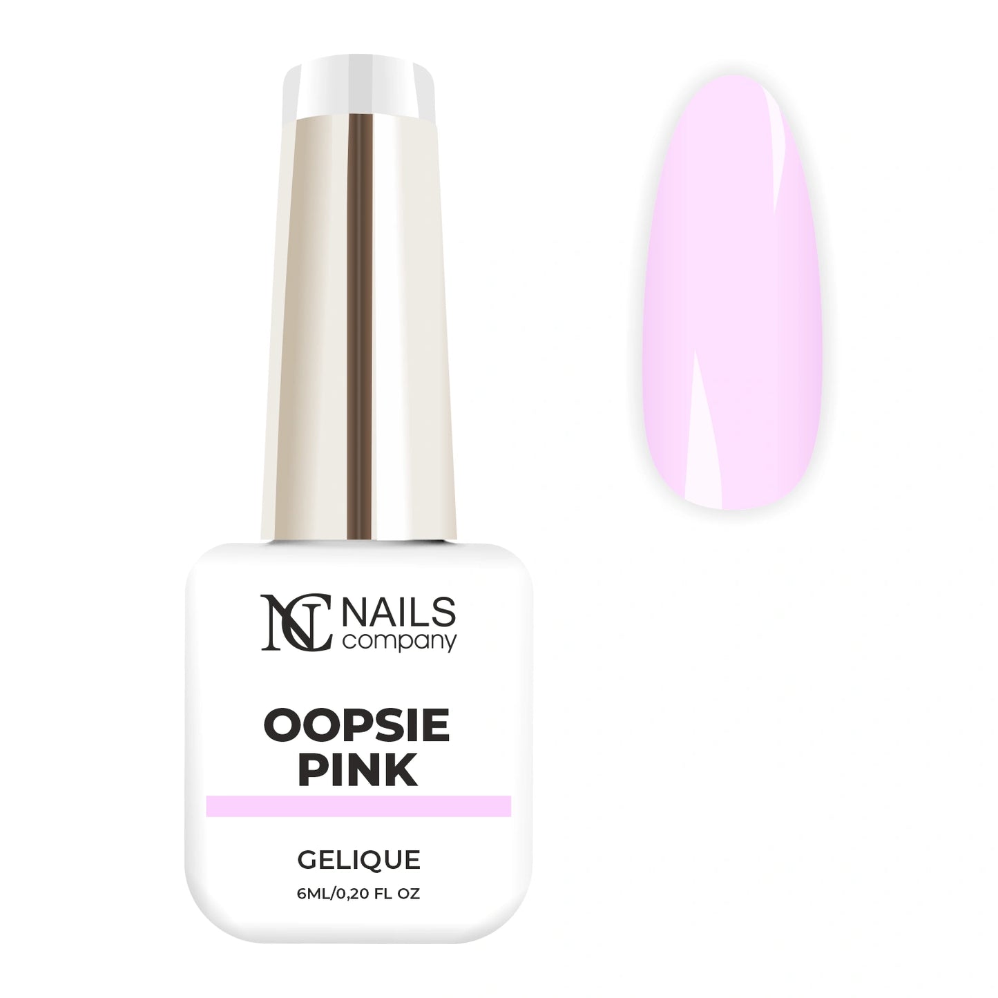 Flacon de vernis semi-permanent Oopsie Pink de Nails Company, collection Maby Baby, accompagné de tips