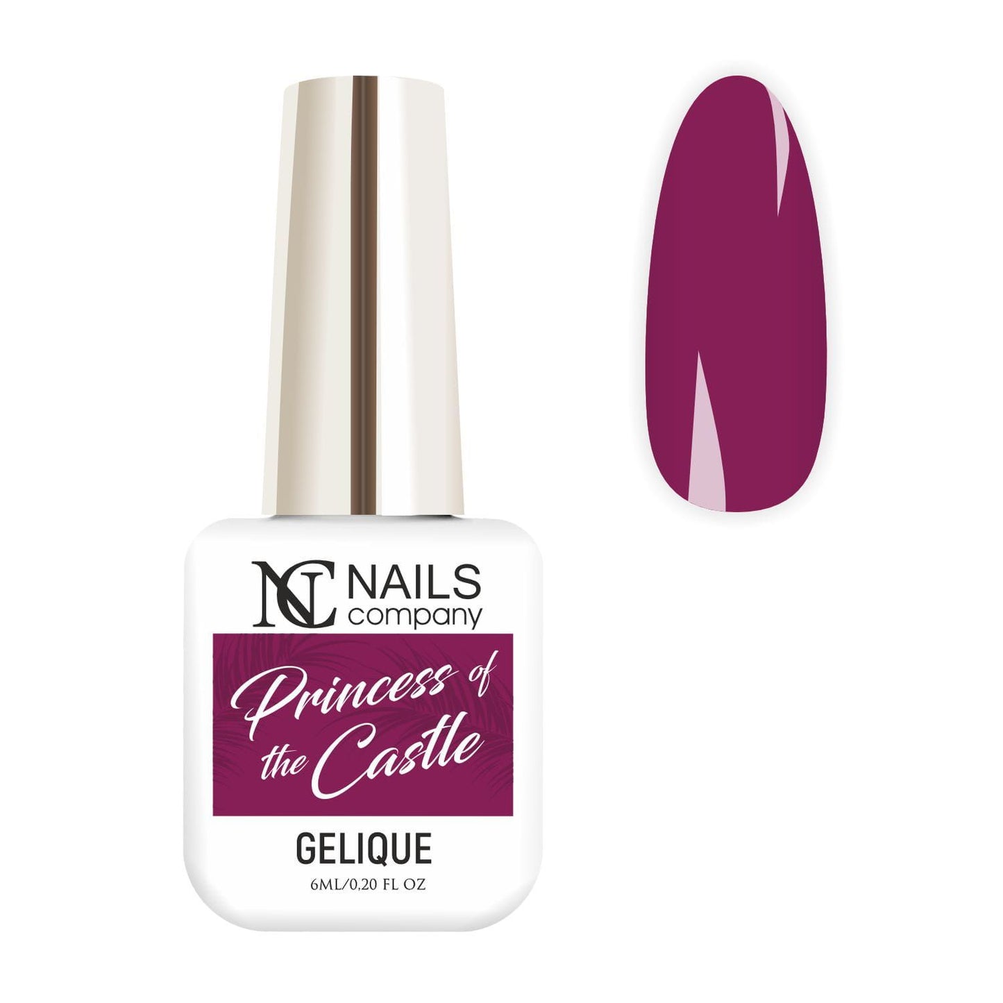 Flacon de vernis semi-permanent Princess Of The Castle de Nails Company, collection Royal Loyal, accompagné de tips