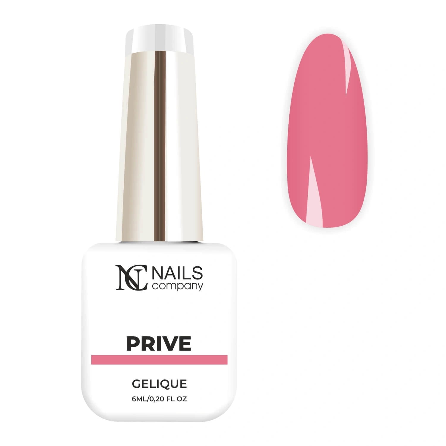 Vernis semi permanent Prive Nails Company rose framboise pastel lumineux de la collection La Petite, flacon avec tips.