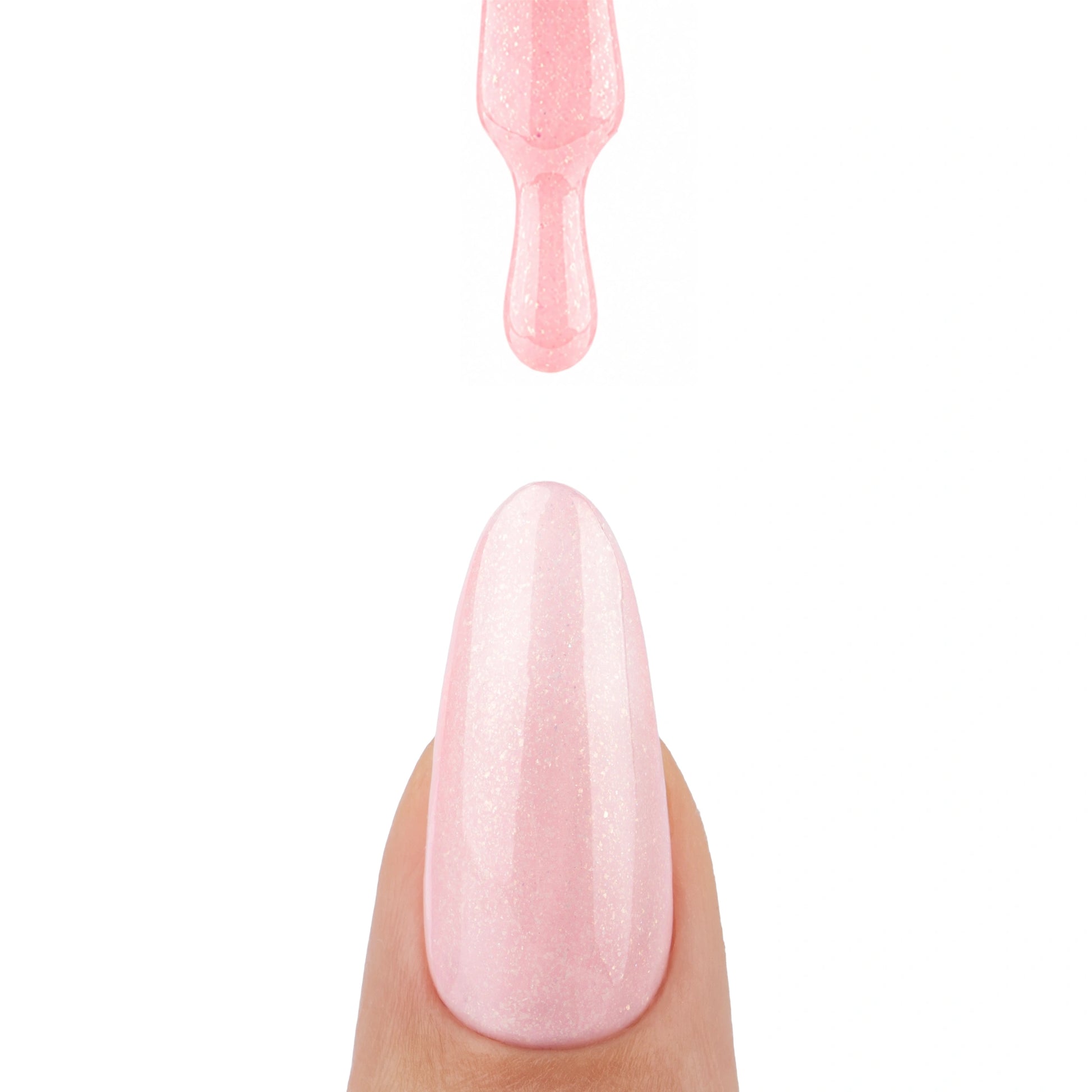 Ongle avec une goutte de vernis semi-permanent Rose Flash de Nails Company, collection Choose Your Mood