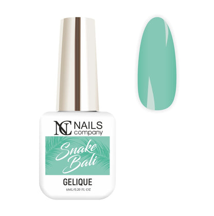 Vernis semi permanent Snake Bali Nails Company menthe claire présenté avec tip de la collection Tropical Madness.