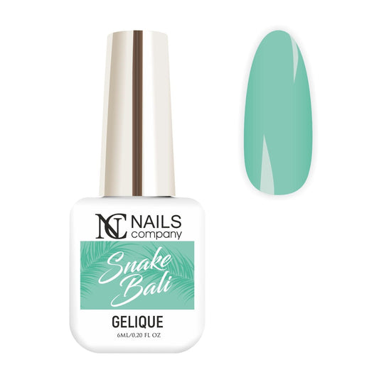 Vernis semi permanent Snake Bali Nails Company menthe claire présenté avec tip de la collection Tropical Madness.