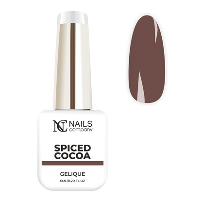 Flacon de vernis semi-permanent Spiced Cocoa de Nails Company, collection Pick Your Autumn Drink, accompagné de tips
