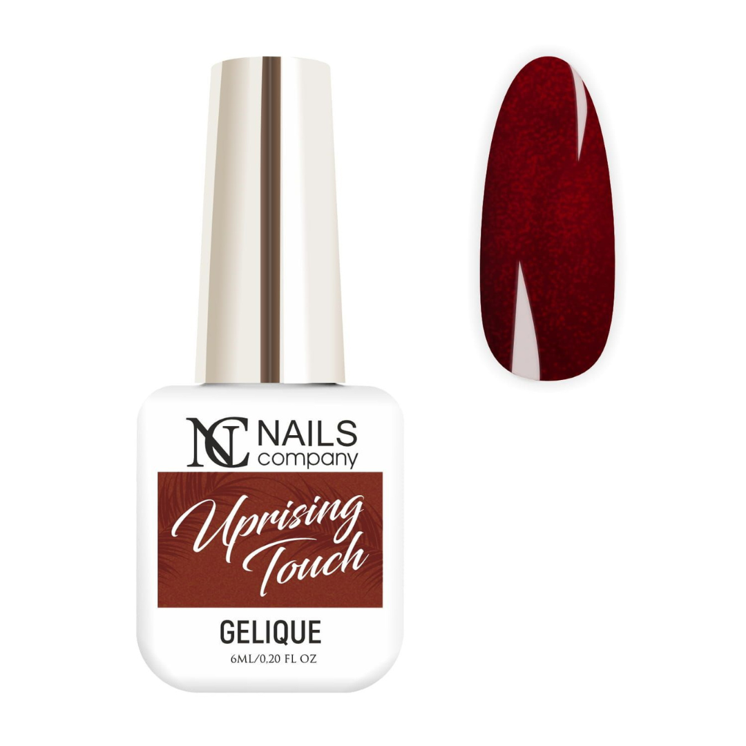 Vernis semi-permanent Uprising Touch de Nails Company en flacon avec tips, rouge bordeaux à particules collection PS I Miss You