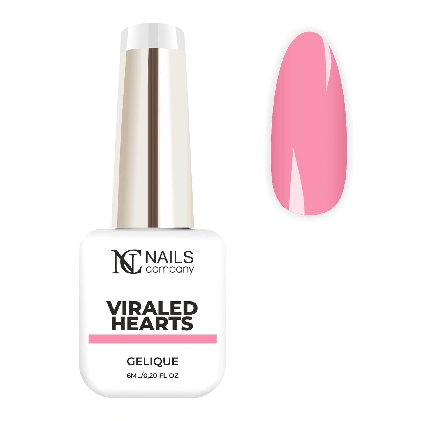 Vernis semi-permanent Viraled Hearts de Nails Company en flacon avec tips, rose pêche pastel issu de la collection Viral Love