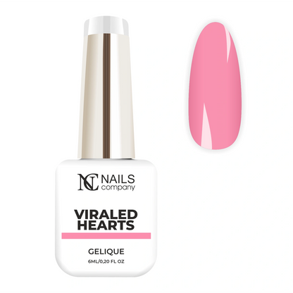 Vernis semi-permanent Viraled Hearts de Nails Company en flacon avec tips, rose pêche pastel issu de la collection Viral Love